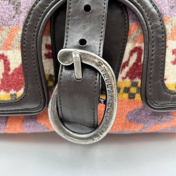 Stella McCartney -ONLY ONE- Multi-Color Aztec Tweed & Vegan Leather Shoulder Bag - Picture 3 of 14